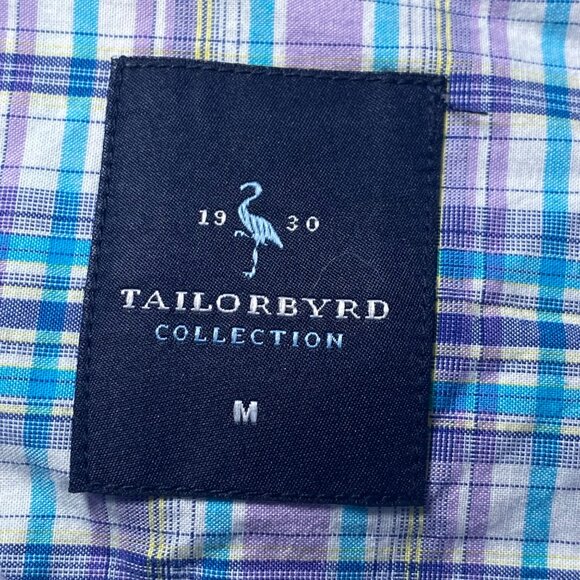 Tailorbyrd Mens Plaid Long-Sleeve Cotton Shirt M Purple & Blue - Picture 4 of 8